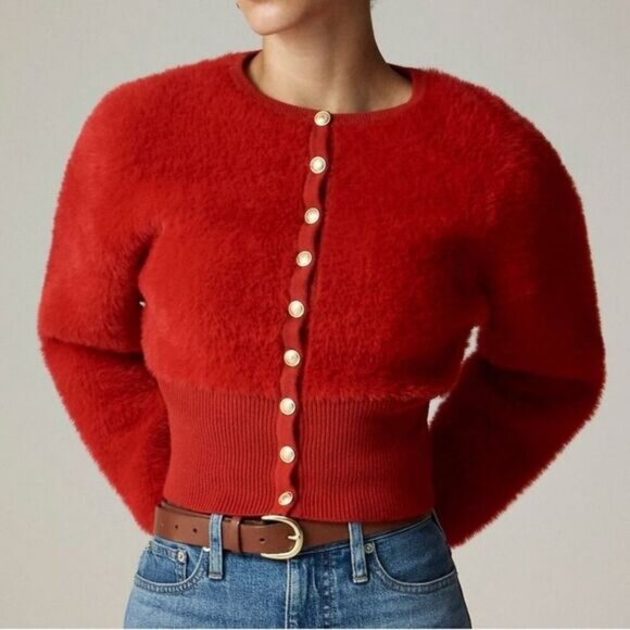 J.Crew Fitted-waist cardigan in fuzzy yarn - Picture 9 of 10